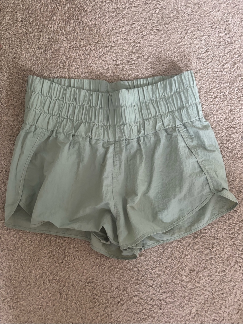 GB Light Sage High-Waist Women’s Athletic Shorts